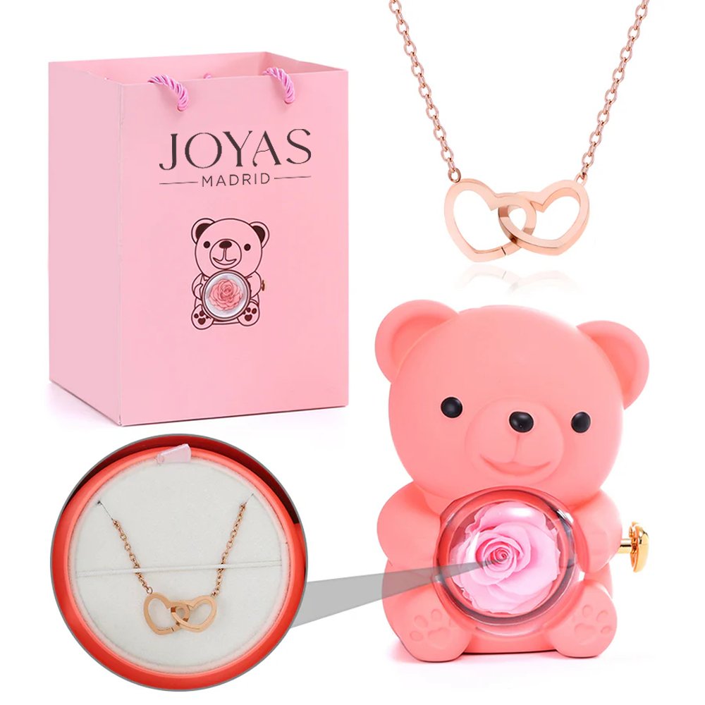 COLLAR GRABADO CON OSITO ROSA ETERNAJoyas MadridPÚRPURAORO ROSA 18K
